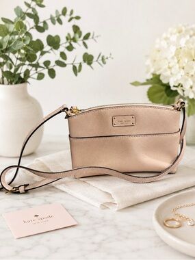 kate spade Neutral Blush Leather Crossbody with Gold Hardware